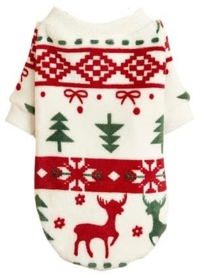 PETANGEL Small Medium Dog Sweater, X-Mas Pattern Breathable Round Neck Flannel Fleece Pullover, Winter Shirt for King Charls, Beagle (Size: XXL, Bust: 55 cm, Back Length: 45 cm, red & white, 1 count) - Image 1
